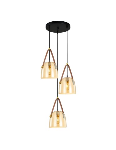 Italux Solta Wisząca Czarny, bursztynowy 3xE27 40W PND-24342-3A-BK-AMB