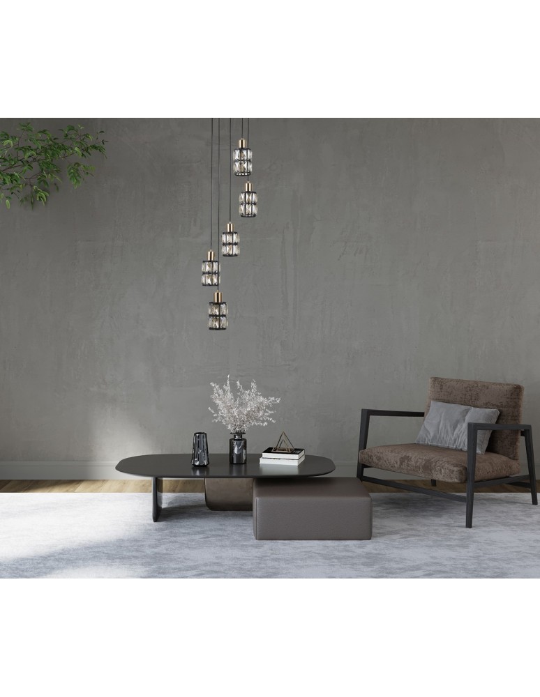 Italux Menfi Wisząca matt black+honey brass 5xE27 40W PND-44236-5-BK-GD