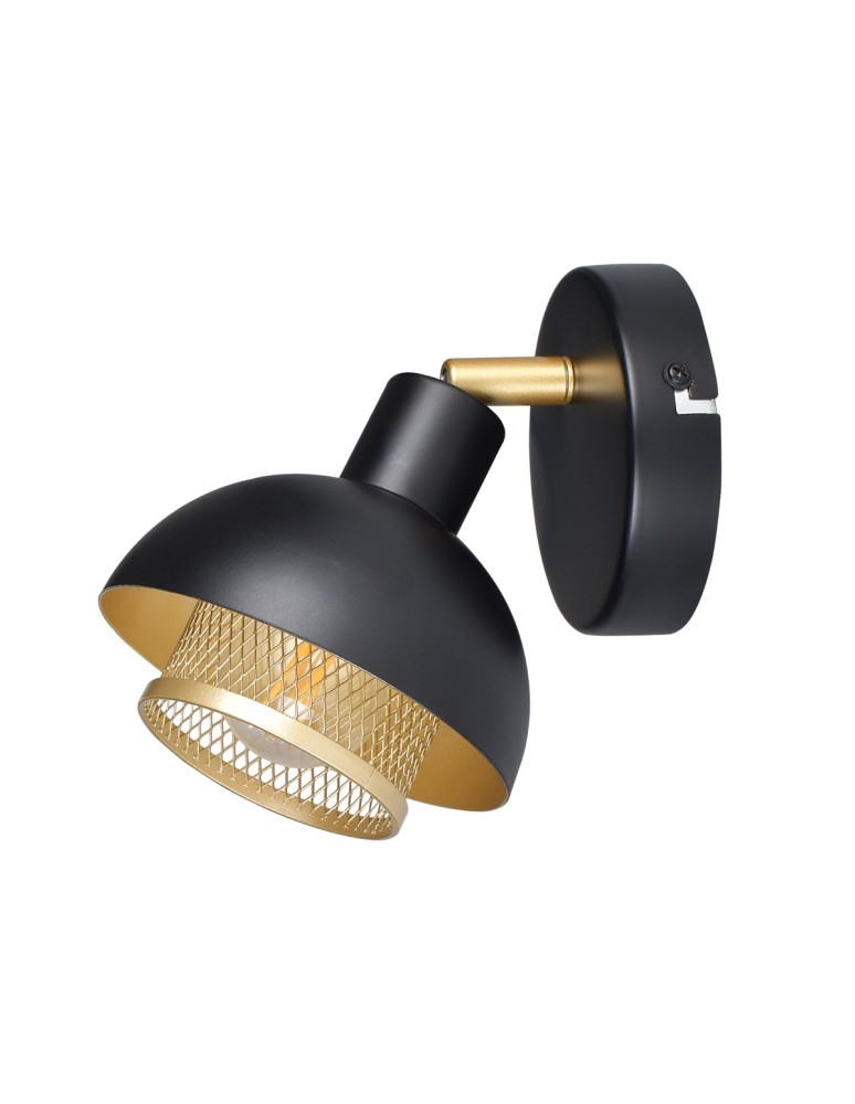 Lampy sufitowe reflektory - Italux Savio Reflektor/Spot Czarny mat, złoty 1xE14 40W SPL-27357-1-BK-GD - product kolory-swiatla.pl 3
