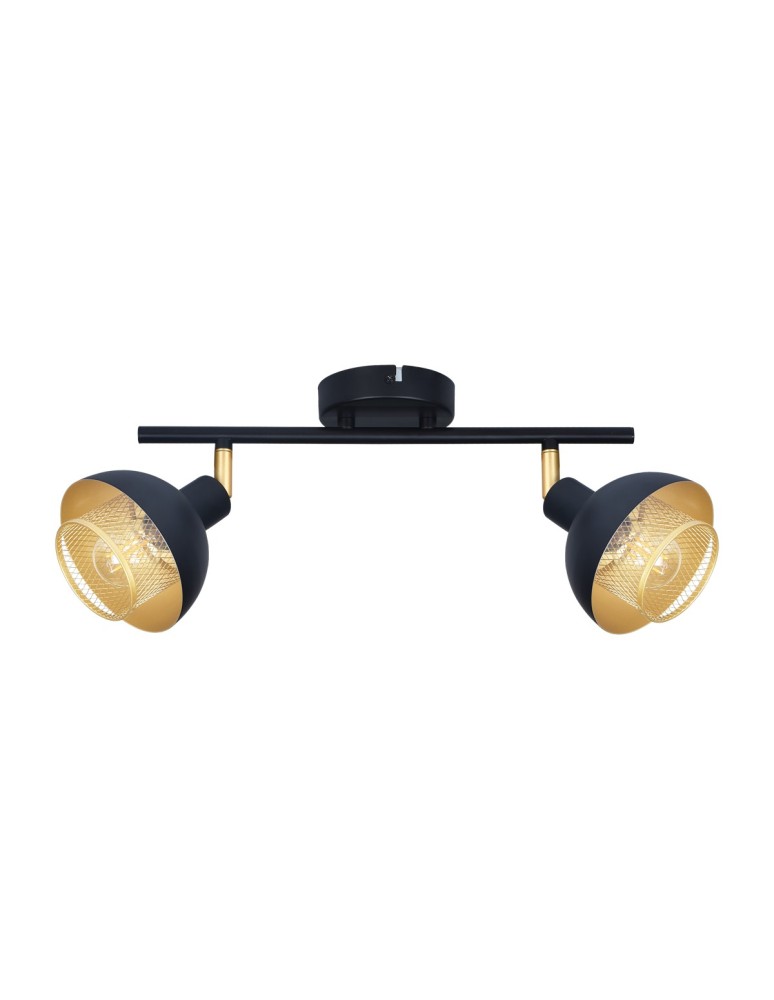 Lampy sufitowe reflektory - Italux Savio Reflektor/Spot Czarny mat, złoty 2xE14 40W SPL-27357-2-BK-GD - product kolory-swiatla.pl 3