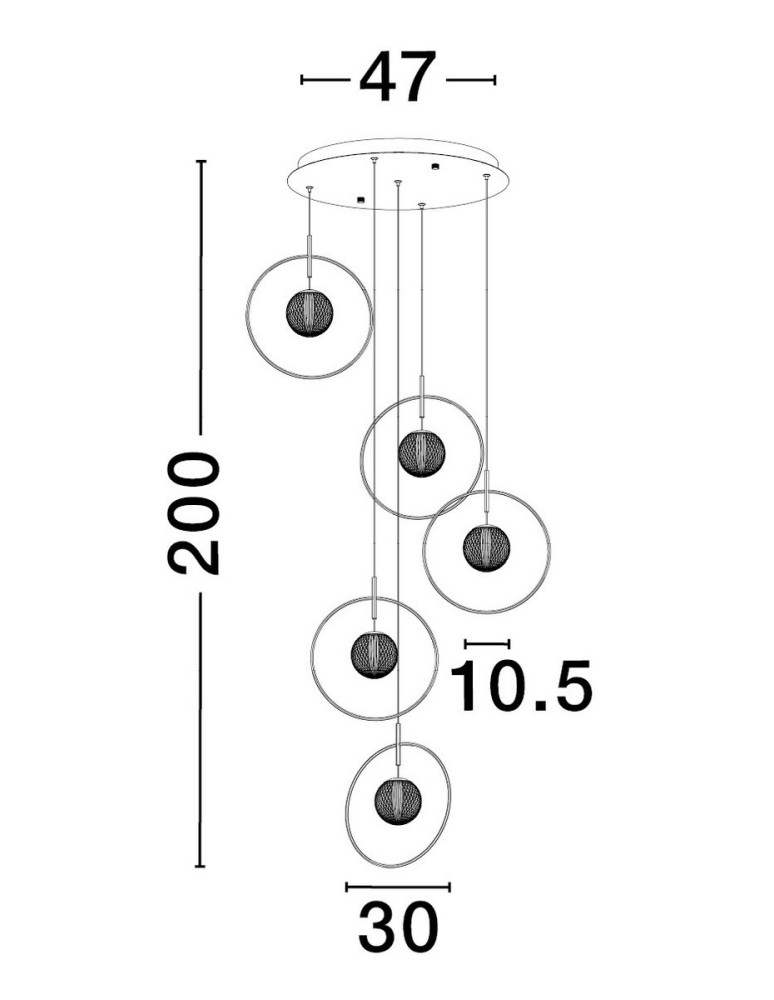 Lampy wiszące - Luces Exclusivas BACATA Wisząca Nowoczesna złoty i odcienie złota 5xLED max 32W 3000K LE43201 - product kolory-swiatla.pl 3