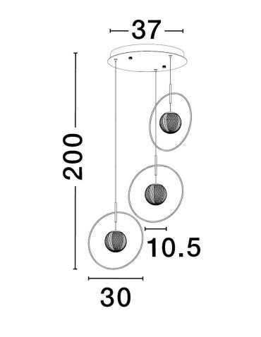 Luces Exclusivas BACATA Wisząca Nowoczesna złoty i odcienie złota 3xLED max 19W 3000K LE43202 - product 2