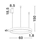 Lampy wiszące - Luces Exclusivas BARI Wisząca Nowoczesna srebrny i odcienie srebra 1xLED max 60W 3000K LE43252 - product 1