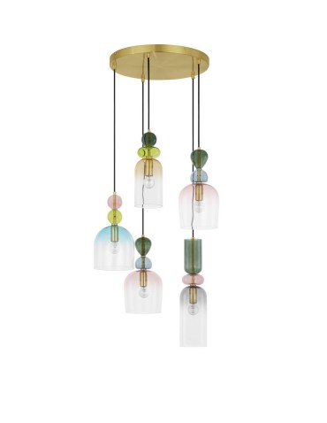 Luces Exclusivas BALAM Wisząca Nowoczesna złoty i odcienie złota 5xE14 max 5W LE43401