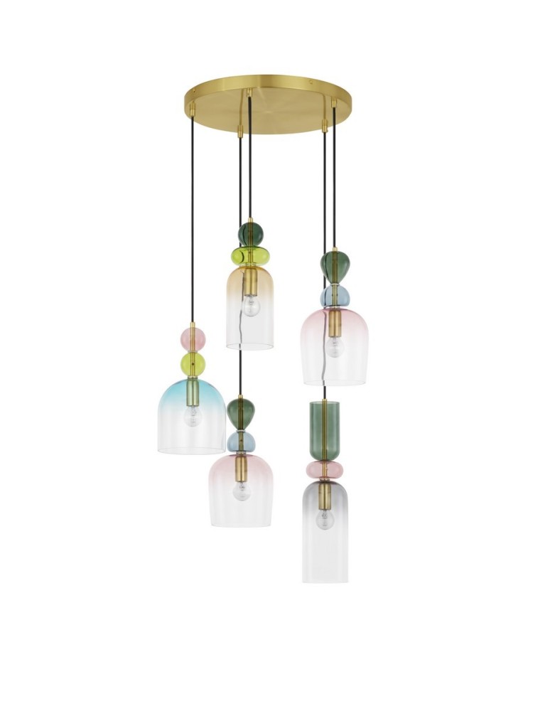 Lampy wiszące - Luces Exclusivas BALAM Wisząca Nowoczesna złoty i odcienie złota 5xE14 max 5W LE43401 - produkt kolory-swiatla.pl 1