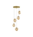 Lampy wiszące - Luces Exclusivas BALUN Wisząca Nowoczesna złoty i odcienie złota 5xE14 max 5W LE43402 - product 1