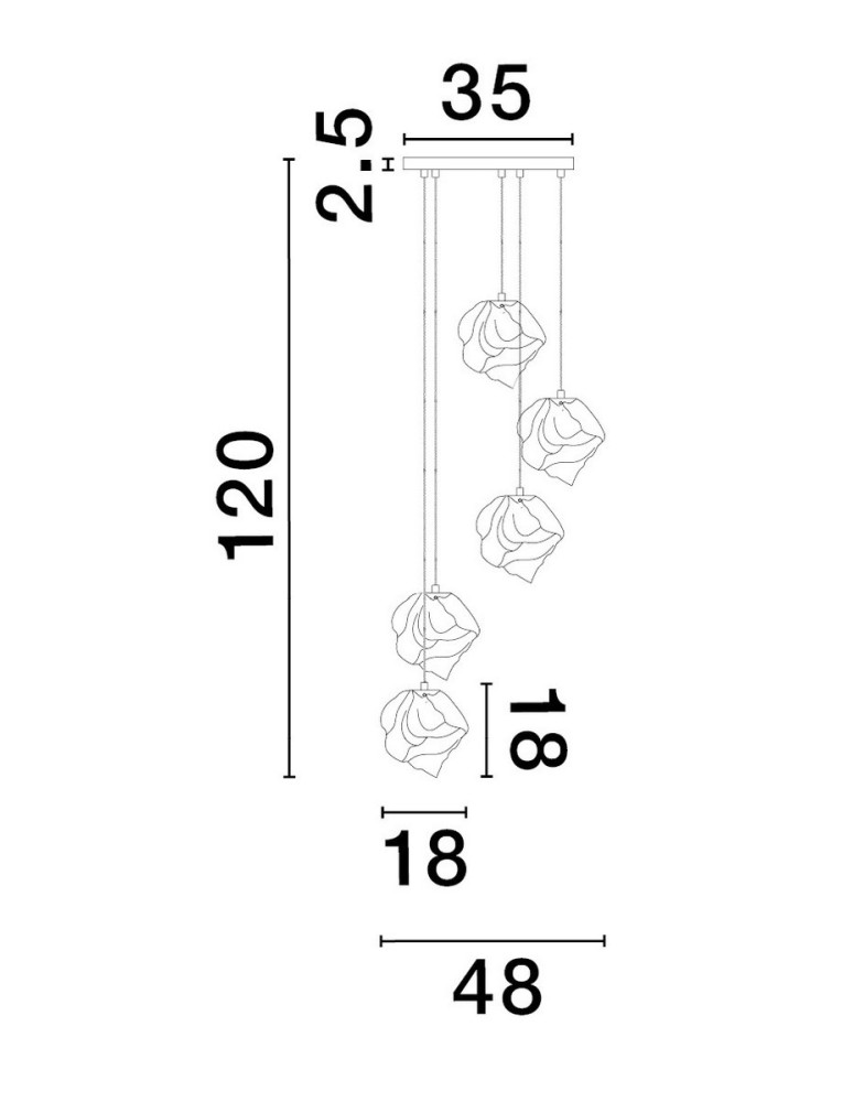 Lampy wiszące - Luces Exclusivas BALUN Wisząca Nowoczesna złoty i odcienie złota 5xE14 max 5W LE43402 - product kolory-swiatla.pl 2