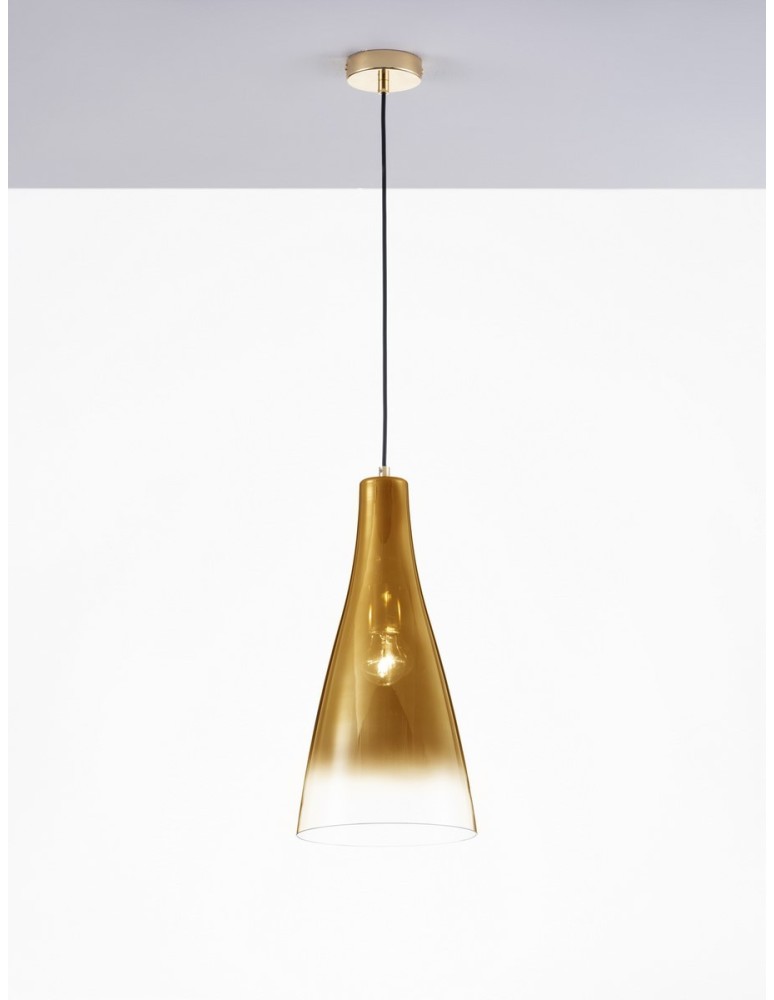Lampy wiszące pojedyncze - Luces Exclusivas BALSA Wisząca Nowoczesna złoty i odcienie złota 1xE27 max 12W LE43415 - product kolory-swiatla.pl 2