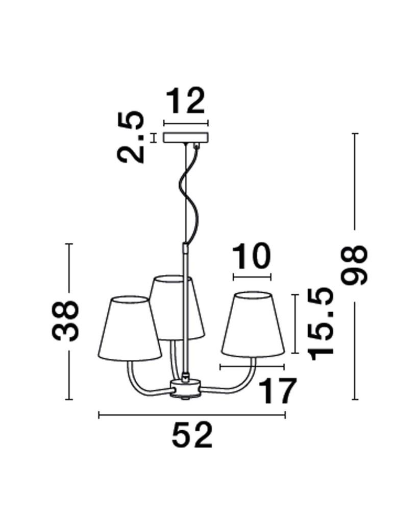 Luces Exclusivas BAJADA Wisząca Nowoczesna czarny 3xE27 max 12W LE43642