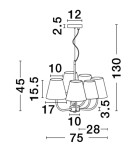 Lampy wiszące - Luces Exclusivas BAJADA Wisząca Nowoczesna czarny 6xE27 max 12W LE43643 - product 3