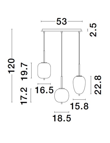 Luces Exclusivas PILAR Wisząca Nowoczesna czarny 3xE14 max 5W LE43657 - produkt 2