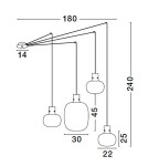Lampy wiszące - Luces Exclusivas PADRE Wisząca Nowoczesna czarny 4xΕ27 max 12W LE42632 - produkt 6