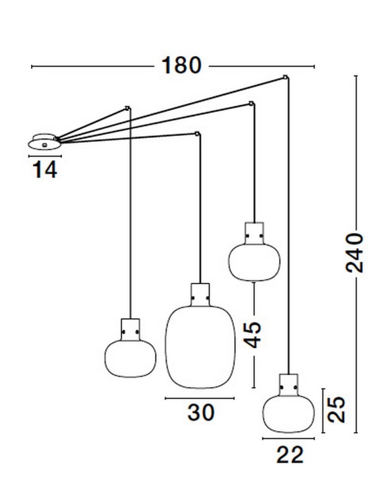 Luces Exclusivas PADRE Wisząca Nowoczesna czarny 4xΕ27 max 12W LE42632