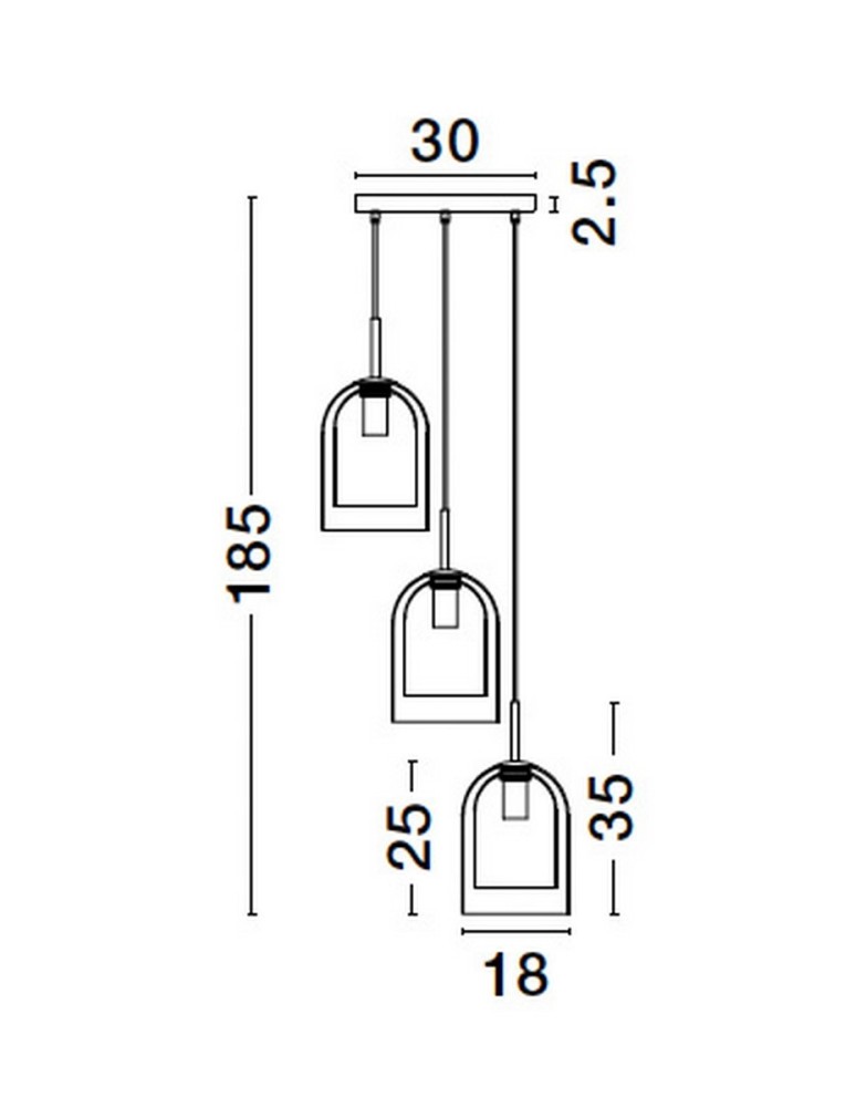 Luces Exclusivas BONAO Wisząca Nowoczesna czarny 3xΕ27 max 12W LE42640