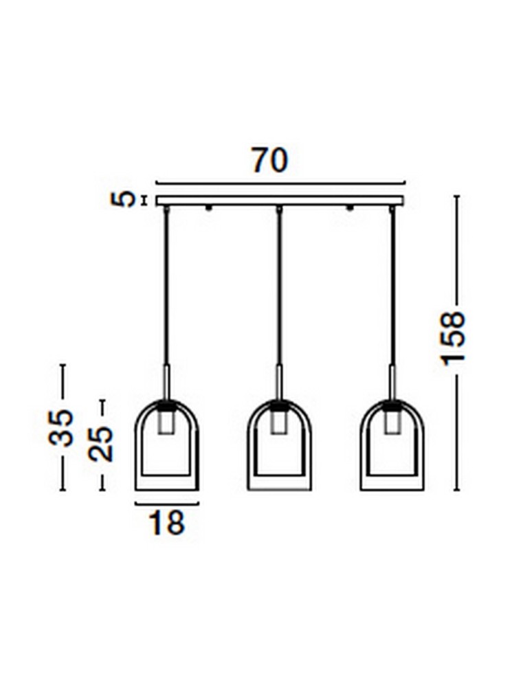 Luces Exclusivas BONAO Wisząca Nowoczesna czarny 3xΕ27 max 12W LE42644