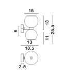 Kinkiety - Luces Exclusivas REPOS Ścienna Nowoczesna czarny 2xE14 max 5W LE42648 - product 6