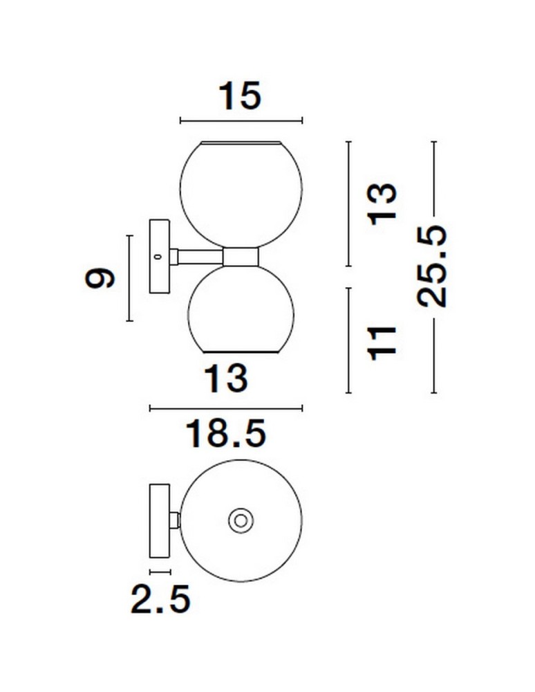 Luces Exclusivas REPOS Ścienna Nowoczesna czarny 2xE14 max 5W LE42648