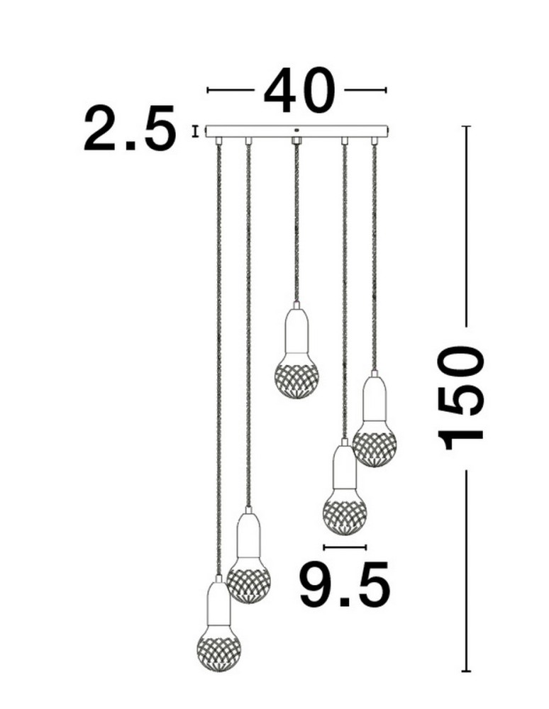 Luces Exclusivas BANI Wisząca Nowoczesna czarny 5xG9 max 6W LE42711