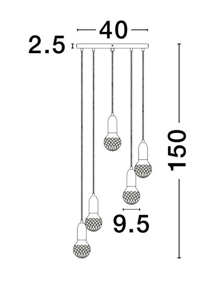 Luces Exclusivas BANI Wisząca Nowoczesna czarny 5xG9 max 6W LE42717