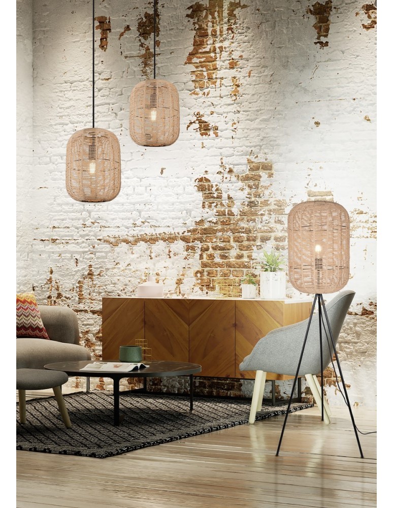 Lampy wiszące boho - Trio RUNA Wisząca Nowoczesna 1xE27 max 40W Czarny Mat 303090132 - product kolory-swiatla.pl 2