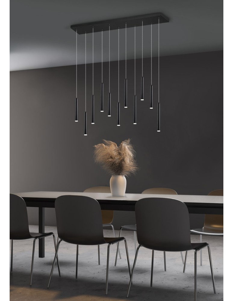 Trio TUBULAR Wisząca Nowoczesna 11xLED max 2W 3000K Czarny Mat 321611132