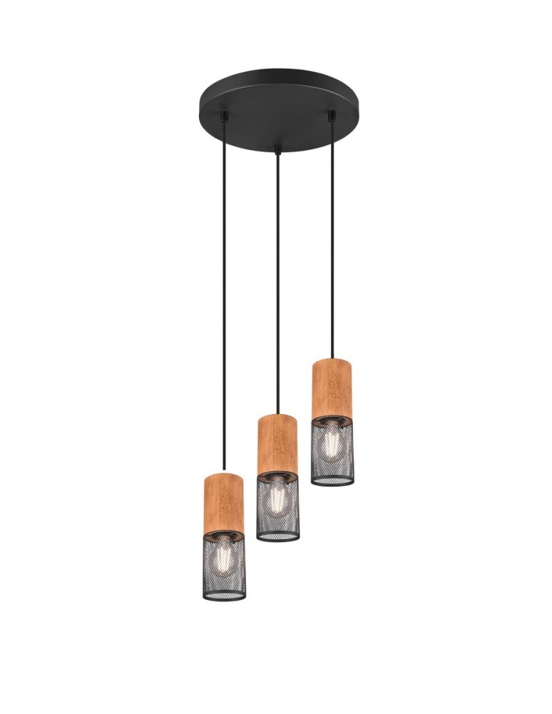 Lampy wiszące potrójne - Trio TOSH Wisząca Nowoczesna 3xE27 max 40W Czarny Mat 304330332 - produkt kolory-swiatla.pl 1