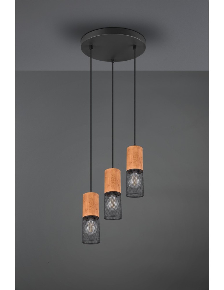 Lampy wiszące potrójne - Trio TOSH Wisząca Nowoczesna 3xE27 max 40W Czarny Mat 304330332 - product kolory-swiatla.pl 3