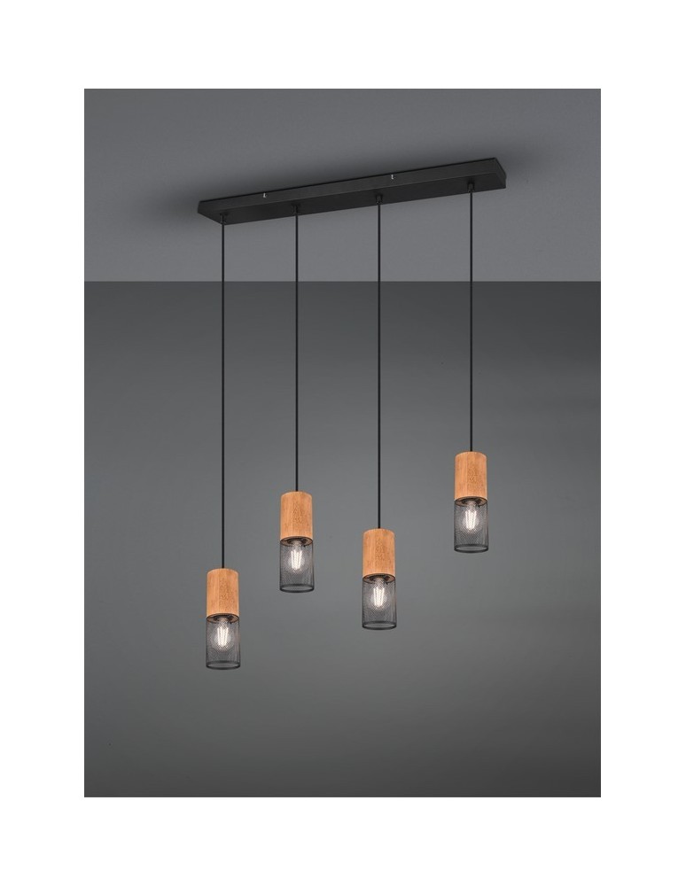 Lampy wiszące na listwie - Trio TOSH Wisząca Nowoczesna 4xE27 max 40W Czarny Mat 304300432 - produkt kolory-swiatla.pl 1