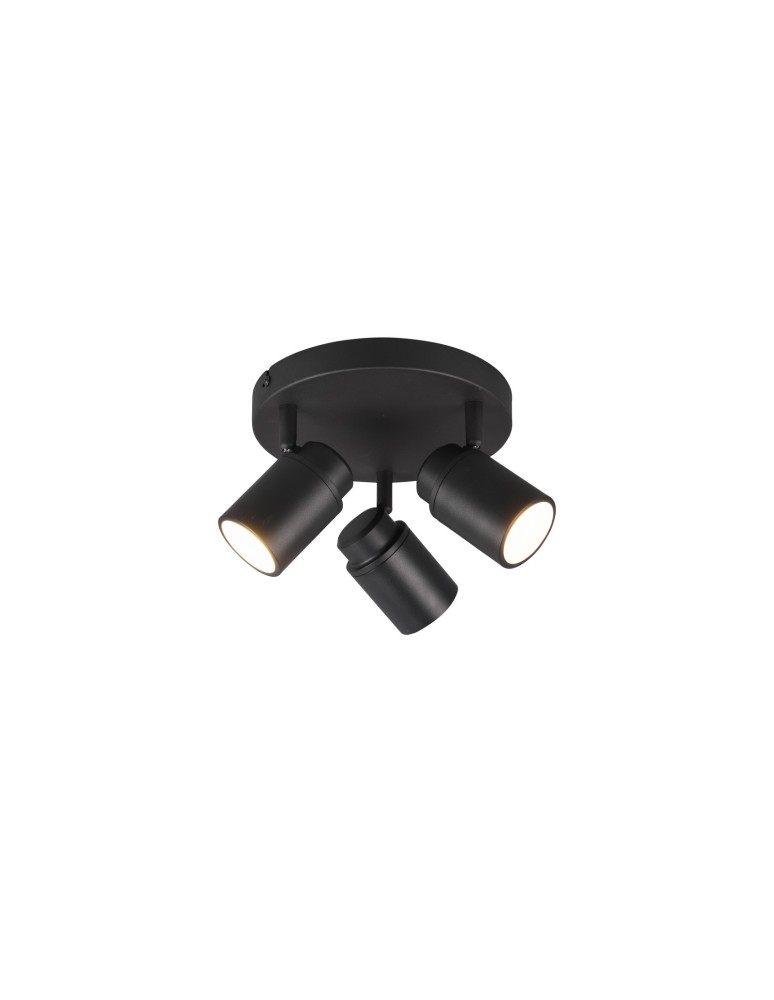 Lampy sufitowe łazienkowe - Trio ANGELO Sufitowa Łazienkowa 3xGU10 max 5W Czarny Mat 880430332 - produkt kolory-swiatla.pl 1