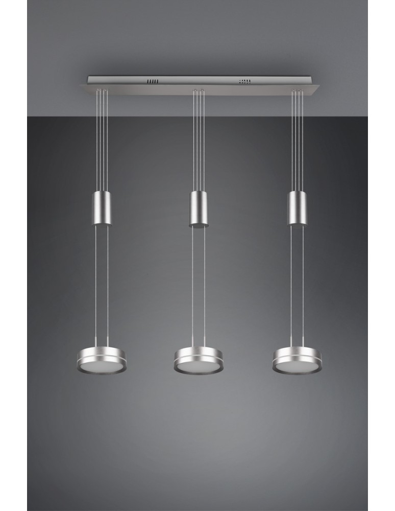 Trio FRANKLIN Wisząca Nowoczesna 3xLED max 9W 3000K Nikiel Mat 326510307