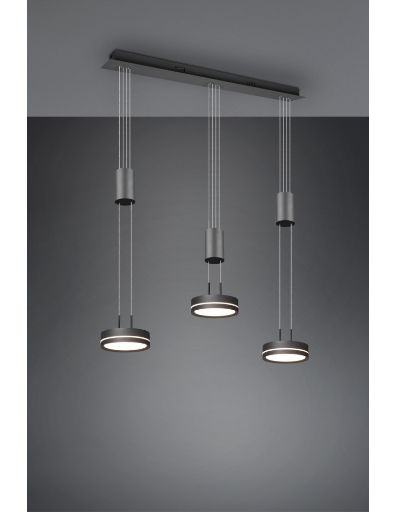 Lampy wiszące - Trio FRANKLIN Wisząca Nowoczesna 3xLED max 9W 3000K Antracyt 326510342 - produkt kolory-swiatla.pl 2