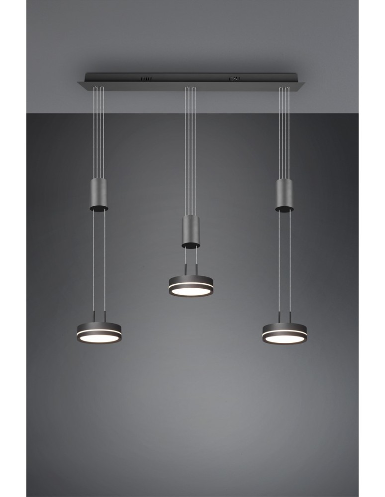 Lampy wiszące - Trio FRANKLIN Wisząca Nowoczesna 3xLED max 9W 3000K Antracyt 326510342 - produkt kolory-swiatla.pl 3