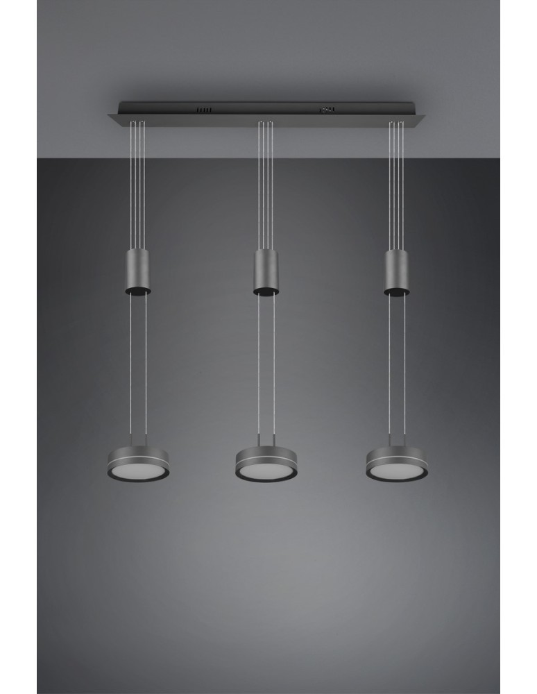 Lampy wiszące - Trio FRANKLIN Wisząca Nowoczesna 3xLED max 9W 3000K Antracyt 326510342 - produkt kolory-swiatla.pl 6