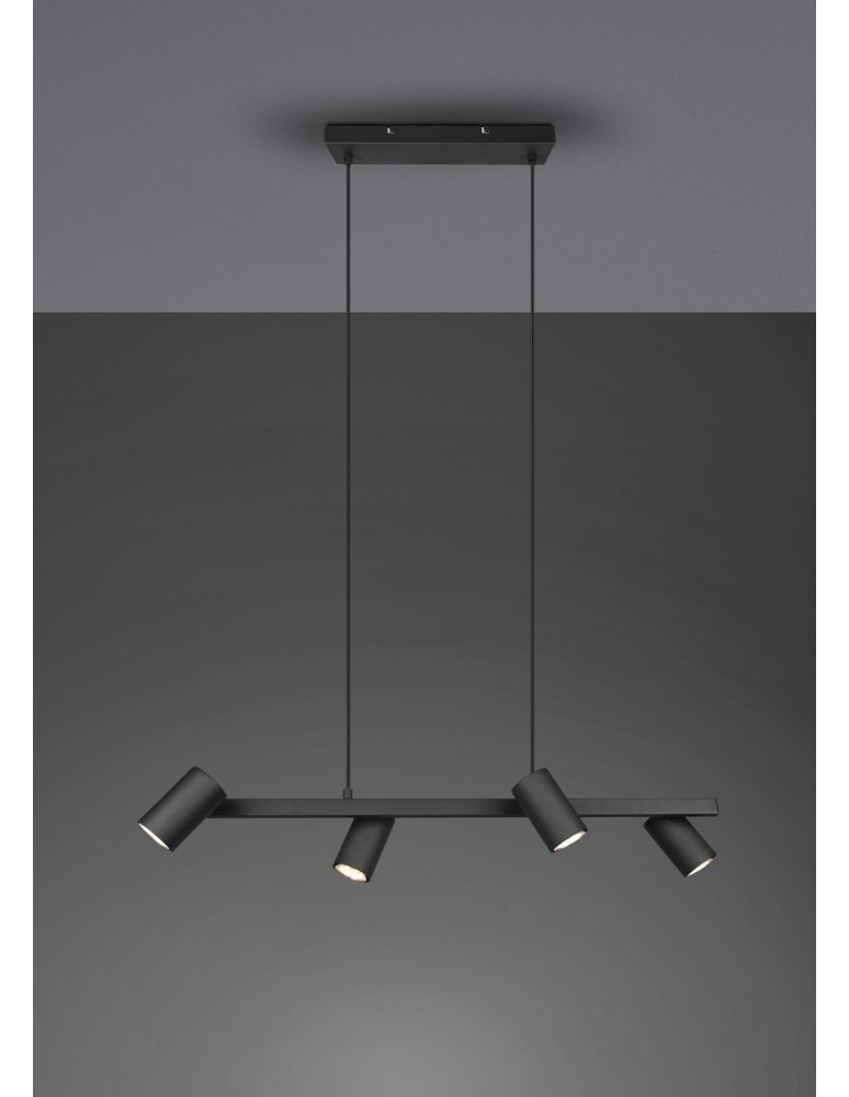Lampy wiszące nad wyspę - Trio MARLEY Wisząca Nowoczesna 4xGU10 max 35W Czarny Mat 302400432 - produkt kolory-swiatla.pl 2