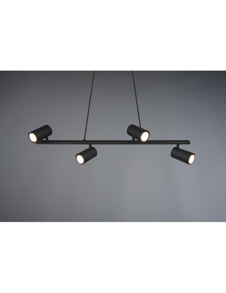 Lampy wiszące nad wyspę - Trio MARLEY Wisząca Nowoczesna 4xGU10 max 35W Czarny Mat 302400432 - produkt kolory-swiatla.pl 3