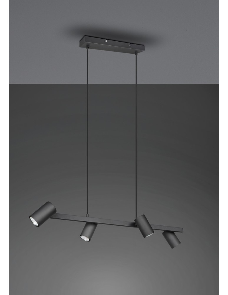 Lampy wiszące nad wyspę - Trio MARLEY Wisząca Nowoczesna 4xGU10 max 35W Czarny Mat 302400432 - produkt kolory-swiatla.pl 5