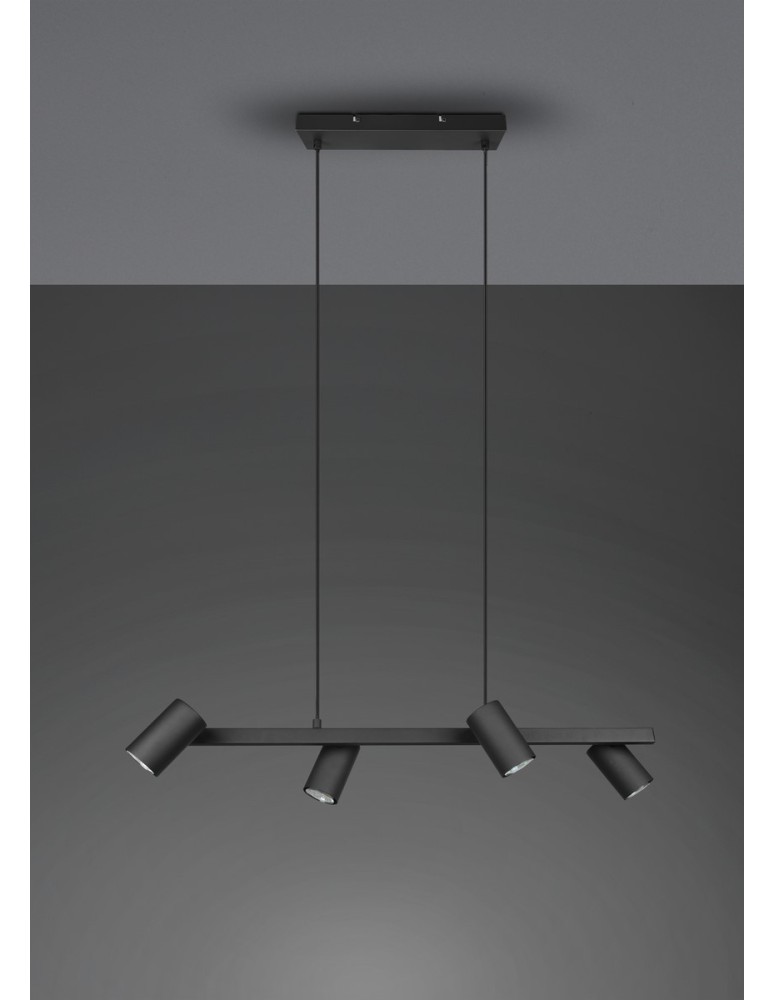Lampy wiszące nad wyspę - Trio MARLEY Wisząca Nowoczesna 4xGU10 max 35W Czarny Mat 302400432 - produkt kolory-swiatla.pl 6