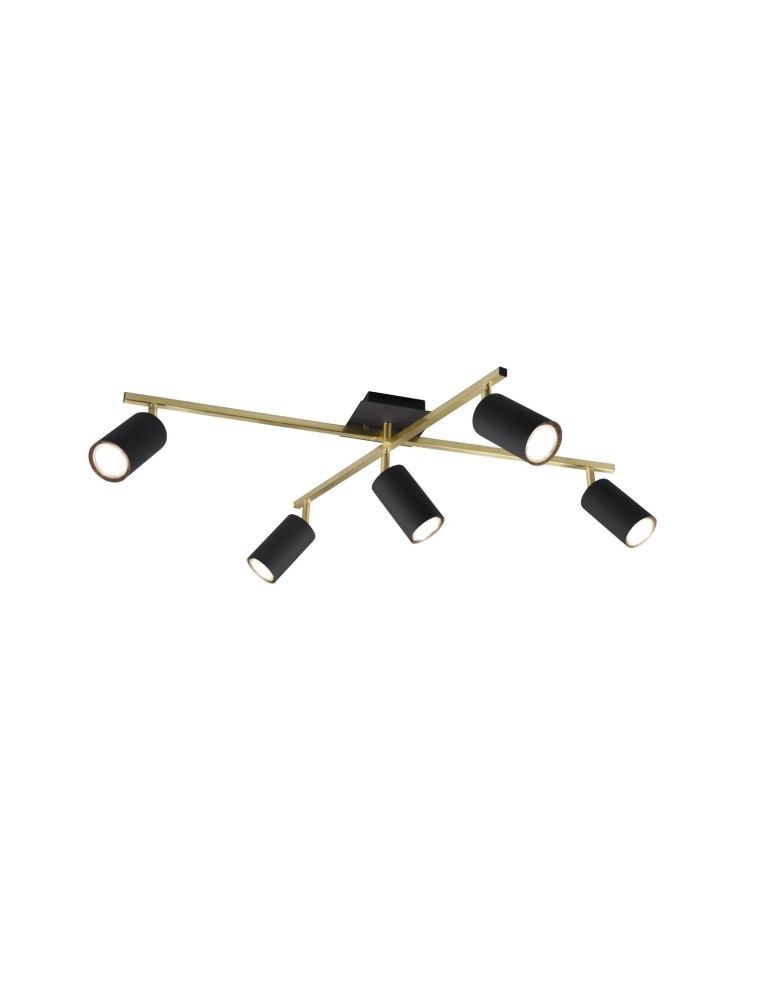 Lampy sufitowe reflektory - Trio MARLEY Reflektor Sufitowy 5xGU10 max 35W Czarny, Złoty 612400580 - produkt kolory-swiatla.pl 1