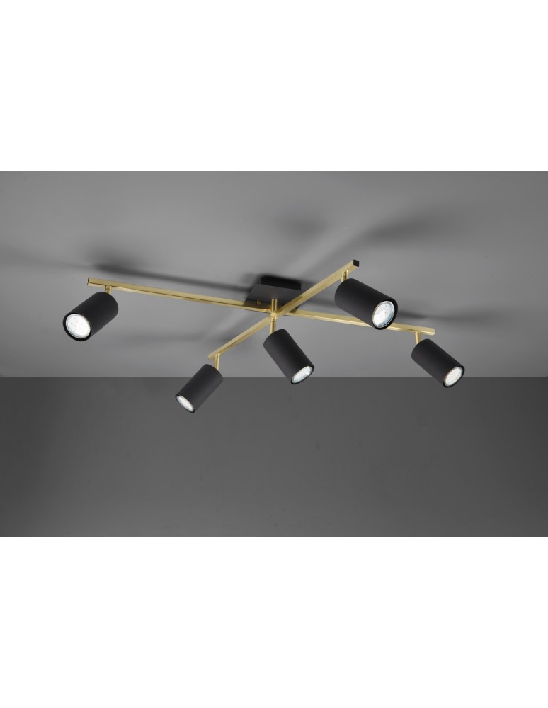 Lampy sufitowe reflektory - Trio MARLEY Reflektor Sufitowy 5xGU10 max 35W Czarny, Złoty 612400580 - product kolory-swiatla.pl 2