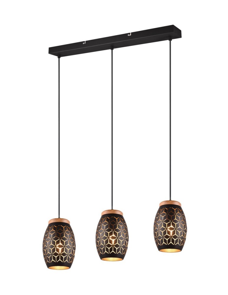 Lampy wiszące na listwie - RL BIDAR Wisząca Nowoczesna 3xE27 max 28W Czarny, Złoty R31573080 - produkt kolory-swiatla.pl 1
