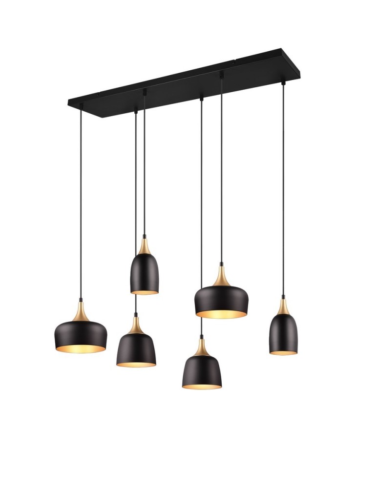 Lampy wiszące na listwie - Trio CHIRAZ Wisząca Nowoczesna 6xE14 max 25W Czarny Mat 310500632 - produkt kolory-swiatla.pl 1