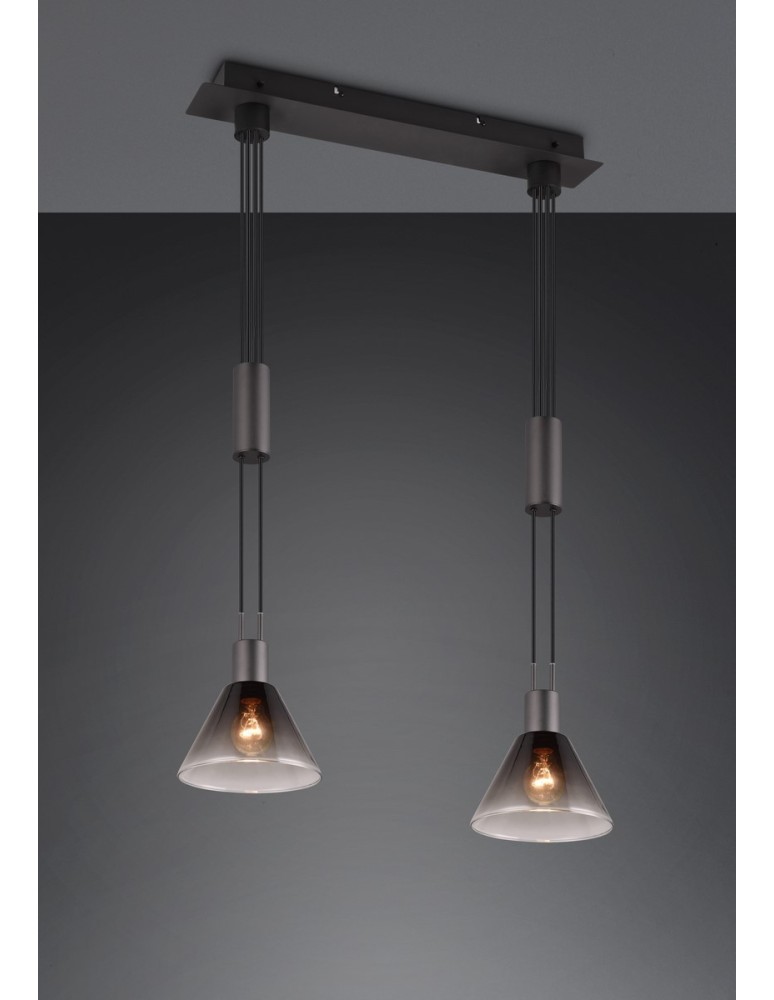 Trio STANLEY Wisząca Nowoczesna 2xE27 max 40W Czarny Mat 319500232