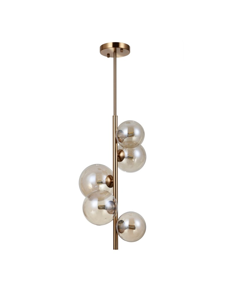 Lampy wiszące kule - Italux Canello Wisząca Mosiądz miodowy 5xG9 5W PND-406007-V5-HBR - product kolory-swiatla.pl 2