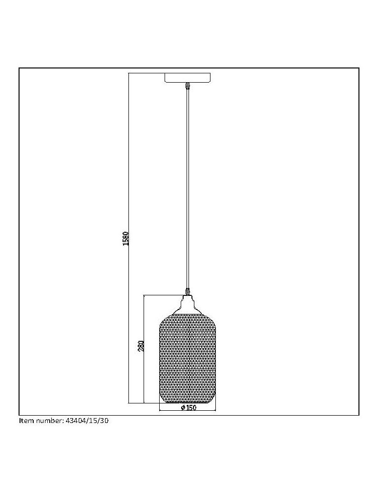 Lucide MESH Wisząca E27 15cm H 29cm 43404/15/30