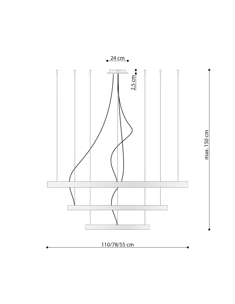 Thoro Żyrandol RIO 3 55/78/110 biały LED 4000K TH.271 Thoro Żyrandol RIO 3 55/78/110 biały LED 4000K TH.271