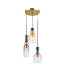 Lampy wiszące potrójne - ITALUX Manso Wisząca Piaskowany złoty z połyskiem 3xE14 PND-37462-3A-MC-GD - product 1