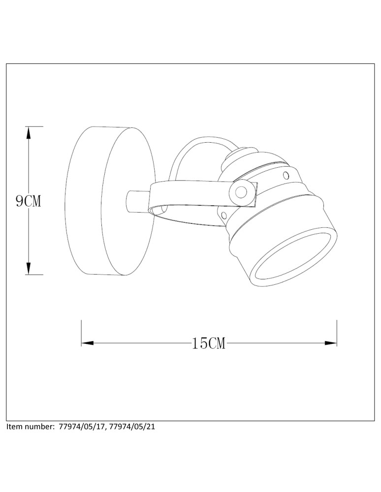 Kinkiety - Lucide CIGAL Spot LED 1xGU10/5W 350LM 77974/05/17 - produkt kolory-swiatla.pl 5
