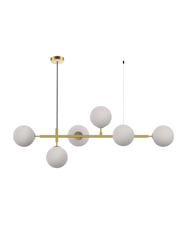 Light Prestige Alisa lampa wisząca białe kulki LP-005/6P WH 6xE14 złoty / biały