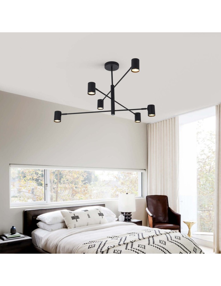 Light Prestige Snow 6 wiszący czarny LP-731/6P BK 6xGU10