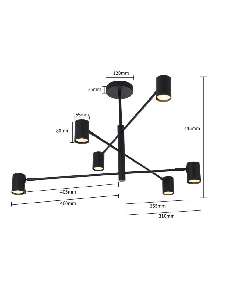 Light Prestige Snow 6 wiszący czarny LP-731/6P BK 6xGU10